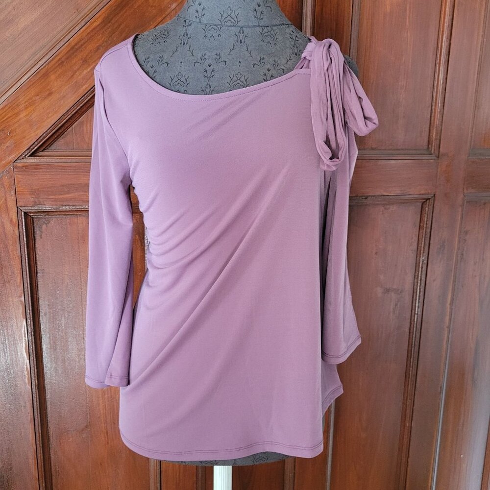 Collen Lopez Womens Mauve Asymmetrical Top With Shoulder Tie Size S